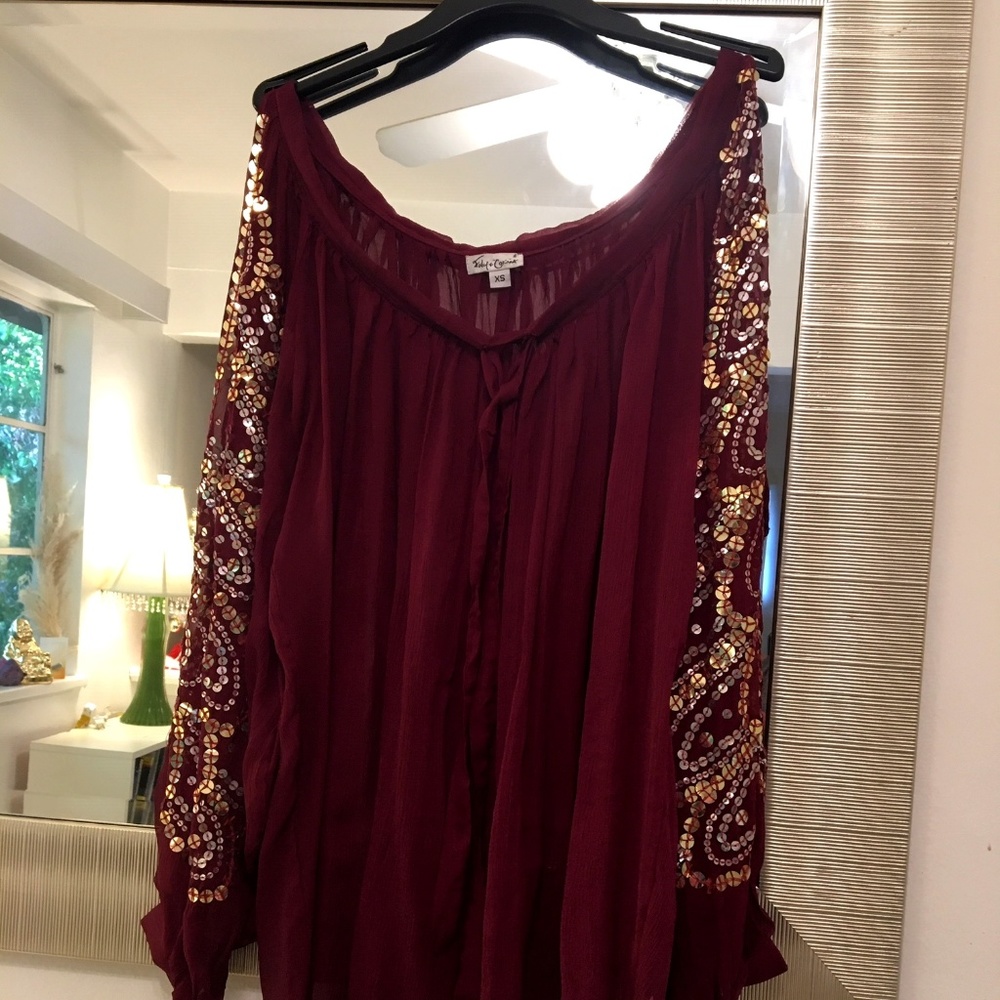 Gorgeous Foley + Corrina Silk Sequin Blouse xs